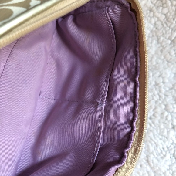 Gently used gold Coach cosmetic bag - Picture 5 of 7